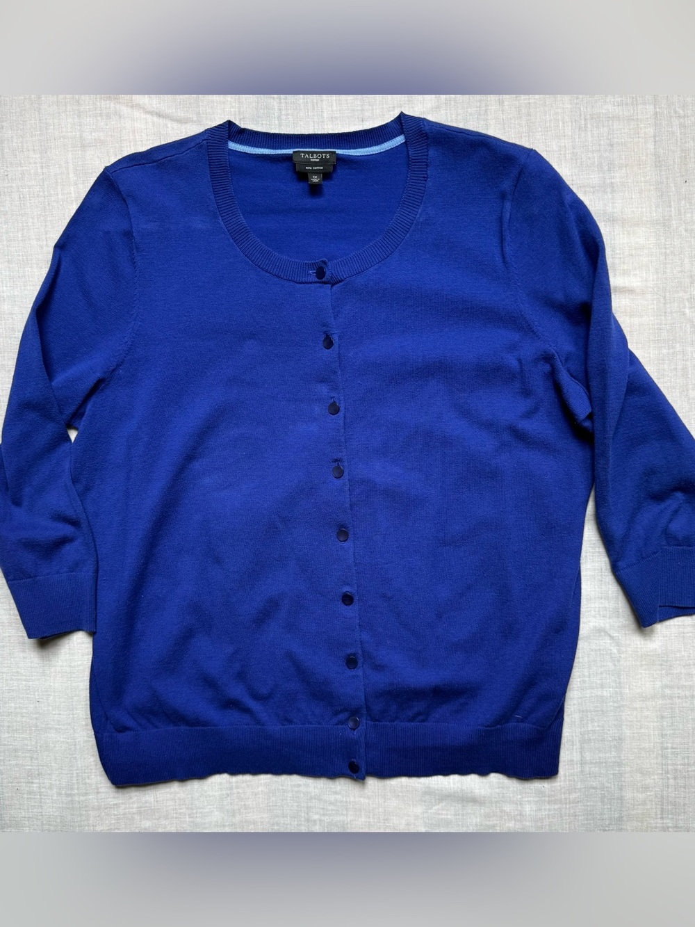 Talbots Women's Cobalt Blue Button-Front Crew Cardigan